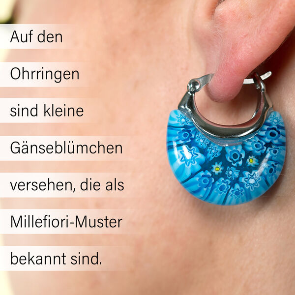 Blaue Murano-Stil Huggie-Ohrringe image number 6