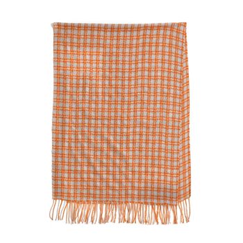 Karierter Schal mit Fransen, Orange