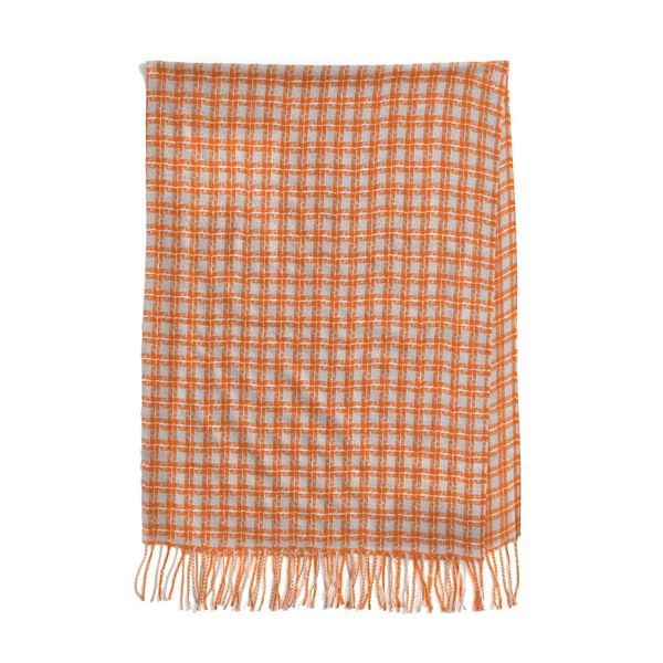 Karierter Schal mit Fransen, Orange image number 2