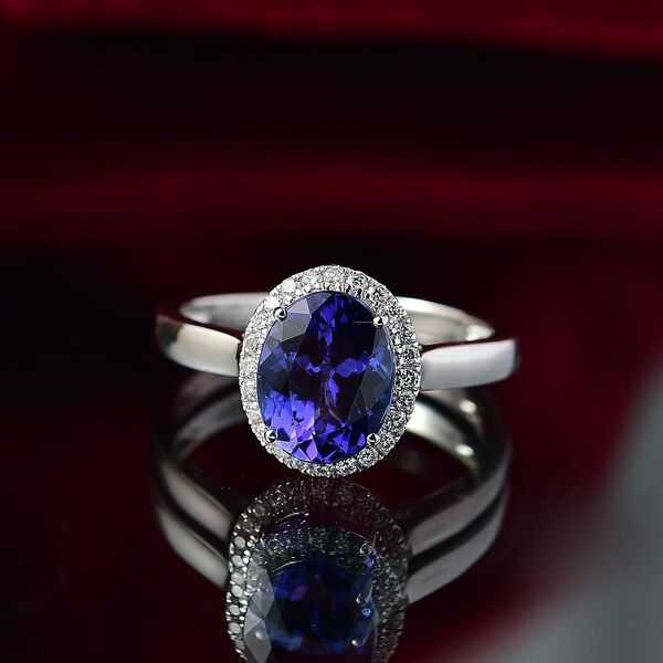 Rhapsody AAAA Tansanit, Weißer Diamant Ring 950 Platin (Größe 19.00) ca. 3,22 ct image number 1