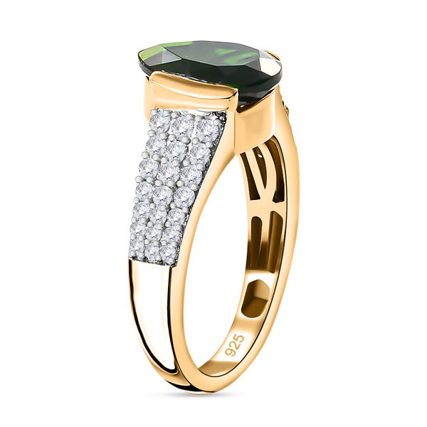 Nat&uuml;rlicher Chromdiopsid und Zirkon Ring 925 Silber vergoldet  ca. 2,58 ct image number 5