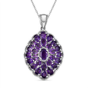 Afrikanischer Amethyst Anh&auml;nger mit Kette, ca. 50 cm, 925 Silber platiniert, ca. 4.97 ct