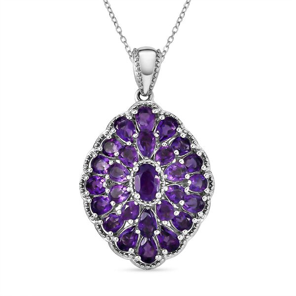Afrikanischer Amethyst Anhänger mit Kette, ca. 50 cm, 925 Silber platiniert, ca. 4.97 ct image number 0