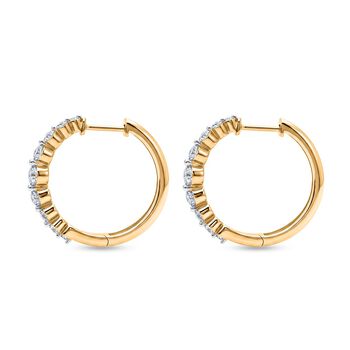 LUXURIANT SGL zertifizierte SI-GH Labor Diamant Ohrringe, 925 Silber 750 Gelbgold Vermeil - 1 ct.