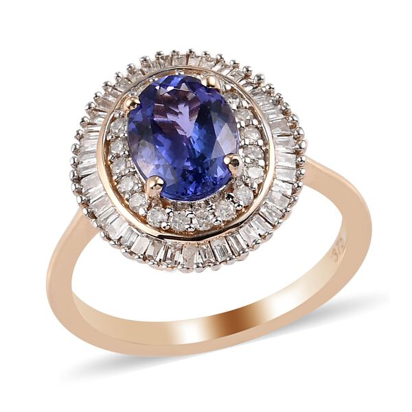 AA Tansanit und Diamant Halo Ring 375 Gelbgold image number 4