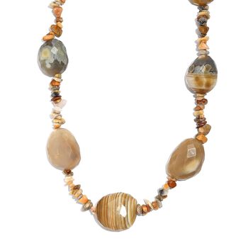 Achat und verr&uuml;ckte Spitze-Achat-Halskette, 60cm - 560 ct.