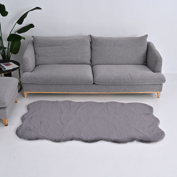 SERENITY NIGHT  Kunstfell-Teppich mit Schaumstoffbasis, Wolkenform, 100x180cm, Silbergrau image number 2