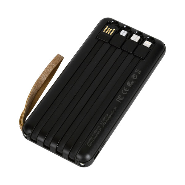 10.000mAh Solar Powerbank, multifunktional mit integrierten Kabeln und LED-Digitalanzeige, schwarz image number 5