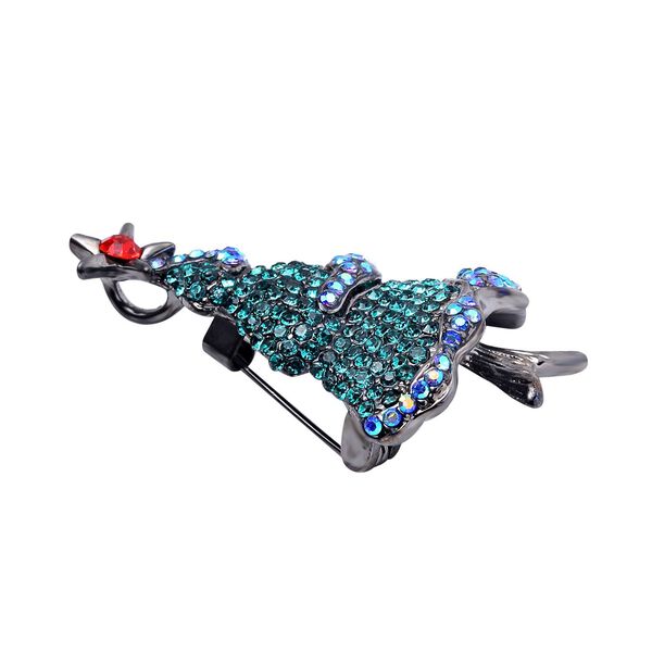 Mehrfarbiger Weihnachtsbaum, Verwandelbarer Schmuck, Kristall Anh&auml;nger und Brosche Duo, schwarz image number 3