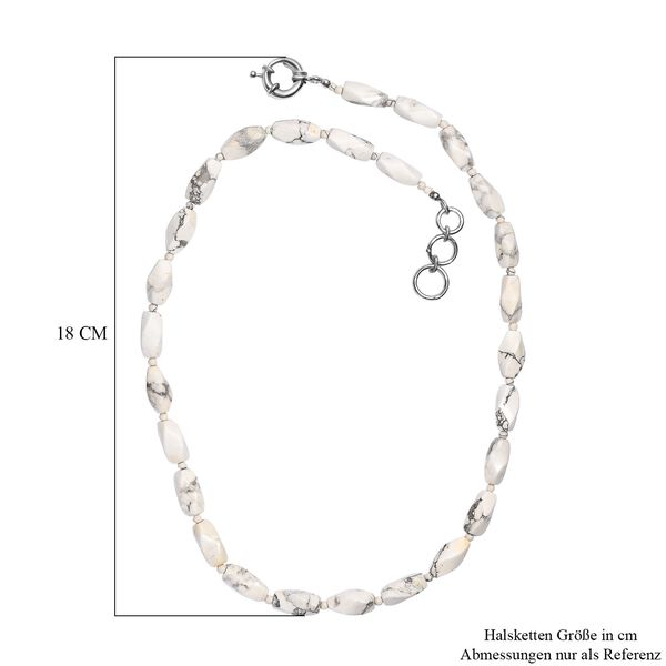 Wei&szlig;er Howlit Halskette ca. 50 cm Nickelfreies Messing platiniert ca. 180.00 ct image number 6