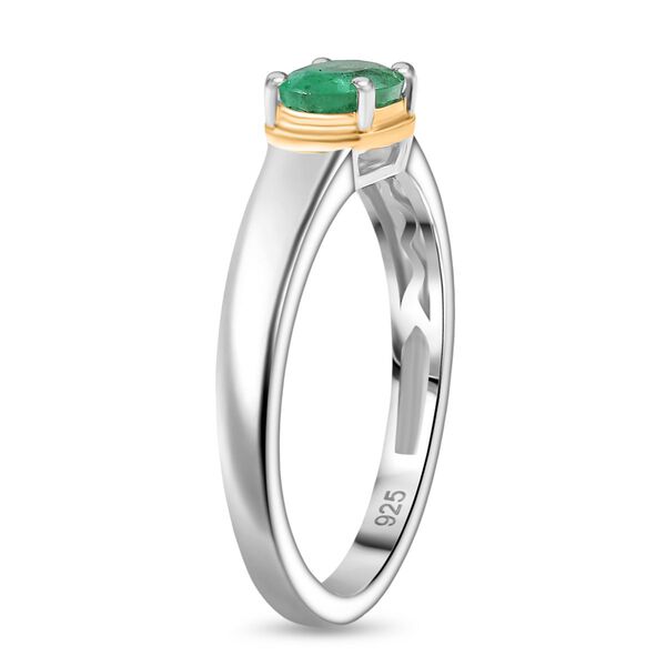 Gemfields Kagem Sambischer Smaragd Ring 925 Silber Rhodiniert und 750 Gelbgold Vermeil (Größe 17.00) ca. 0.75 ct image number 5