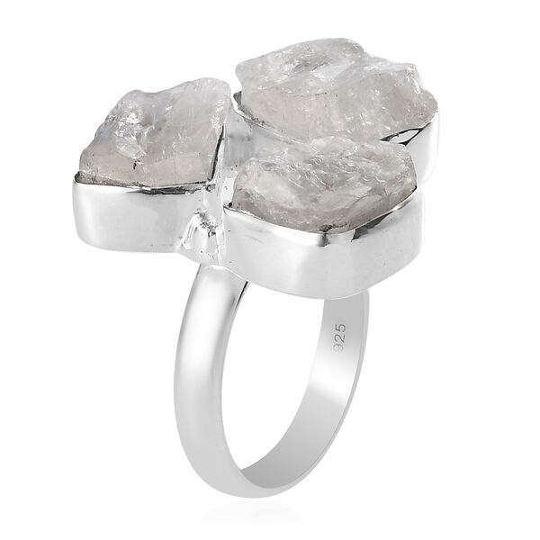 Regenbogen Mondstein 3-Stein-Ring, 925 Silber  ca. 11,60 ct image number 5