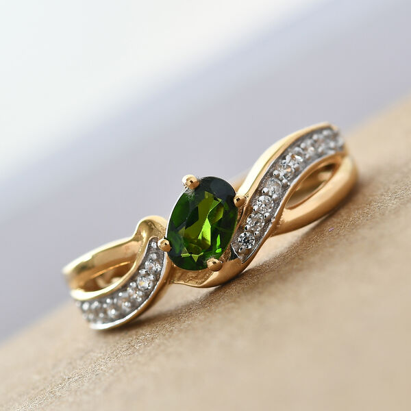 Natürlicher Chromdiopsid und Zirkon-Ring - 0,70 ct. image number 2