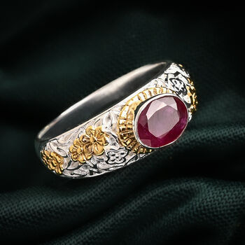 D'Joy Royal Bali -  Afrikanischer Rubin (Fissure gef&uuml;llt) Ring 925 Silber (Gr&ouml;&szlig;e 17.00) ca. 1.89 ct