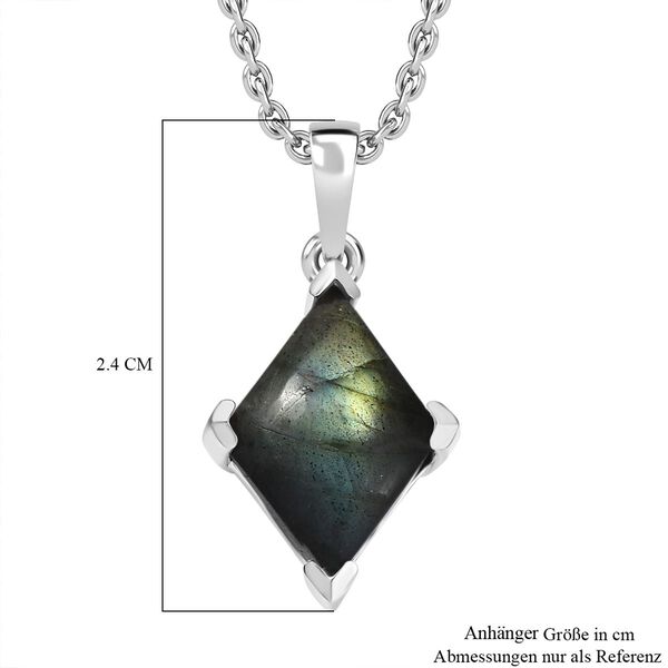 Labradorit Anh&auml;nger mit Kette (ca. 50 cm), Nickelfreies Messing und 316L Edelstahl, ca. 7.50 ct image number 6