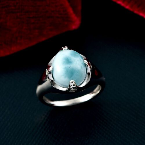 D'Joy Larimar, Weißer Zirkon Ring 925 Silber rhodiniert (Größe 19.00) ca. 5,51 ct image number 1