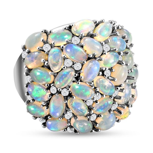 Nat&uuml;rlicher, &auml;thiopischer Welo Opal und wei&szlig;er Zirkon-Ring - 5,62 ct.