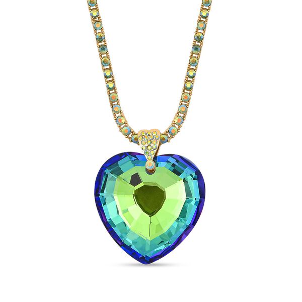 Gr&uuml;ner Magie Farbe Kristall Anh&auml;nger mit Kette, Goldfarben