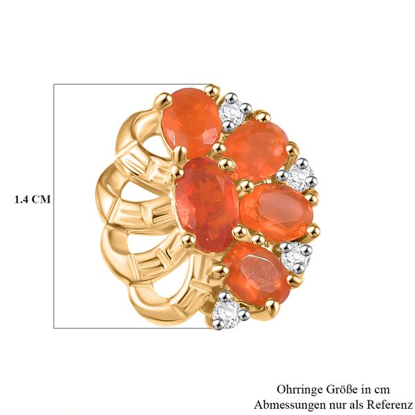 AAAA Blaze-Feueropal und Zirkon Ohrringe - 1,40 ct. image number 6