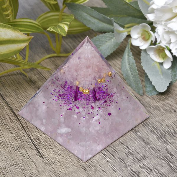 Edelstein Pyramide mit Rosenquarz und Quarz Lebensbaum, koralle image number 2