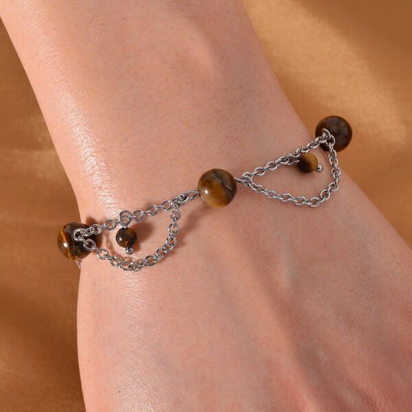 Tigerauge Armband ca. 19 cm 316L Edelstahl ca. 20.00 ct image number 1