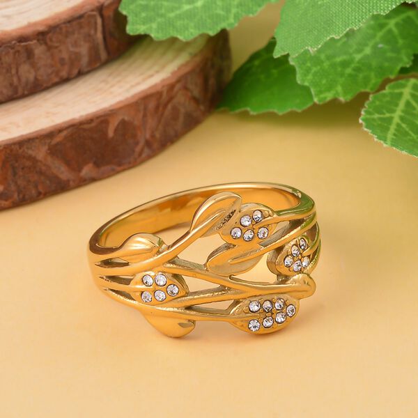 Weißer Kristall-Blatt-Ring image number 2