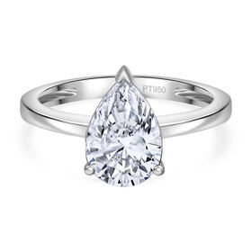 LUXURIANT SGL zertifizierter VS-EF Labor Tropfenschliff Diamant Ring in 950 Platin - 2 ct.