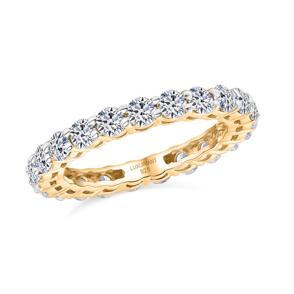 LUXURIANT SGL zertifizierter SI-GH Labor Diamant Ring, 925 Silber 750 Gelbgold Vermeil - 2 ct. image number 4