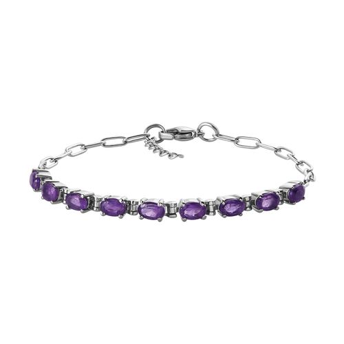 Afrikanisches Amethyst Armband, ca. 19 cm, Edelstahl ca. 3.46 ct image number 0