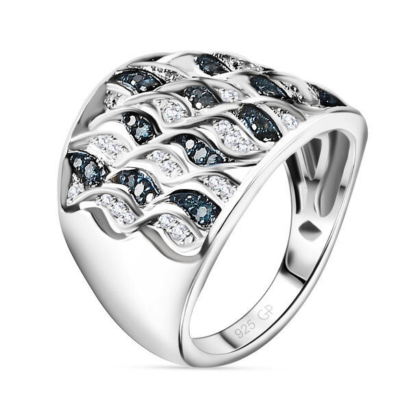 GP Royal Art Deco Kollektion - Wei&szlig;er und blauer Diamant und Kanchanaburi blauer Saphir-Ring - 0,52 ct. image number 5