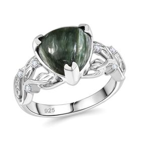 Sibirischer Seraphinit und Zirkon Ring - 3,8 ct