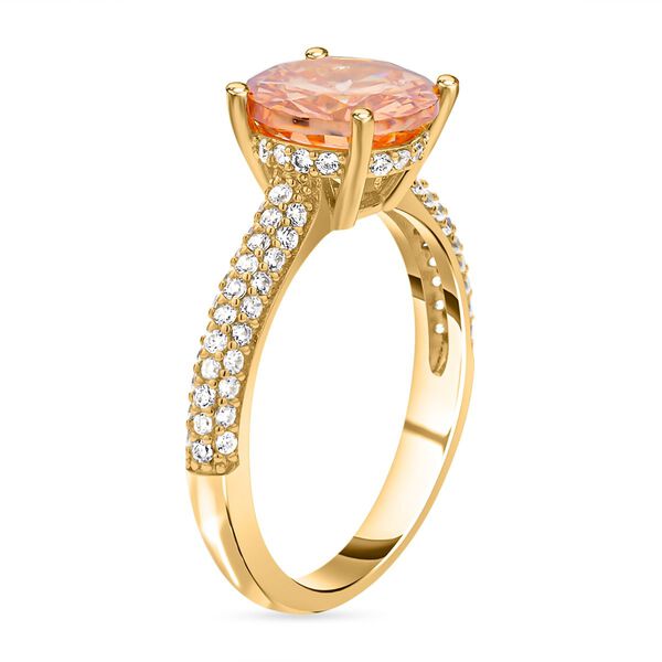 Champagner und wei&szlig;er Zirkonia Ring, Messing (Gr&ouml;&szlig;e 16.00) ca. 6.55 ct image number 5