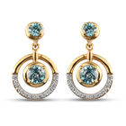 Kambodschanischer blauer Zirkon Ohrringe 925 Silber vergoldet ca. 3,10 ct