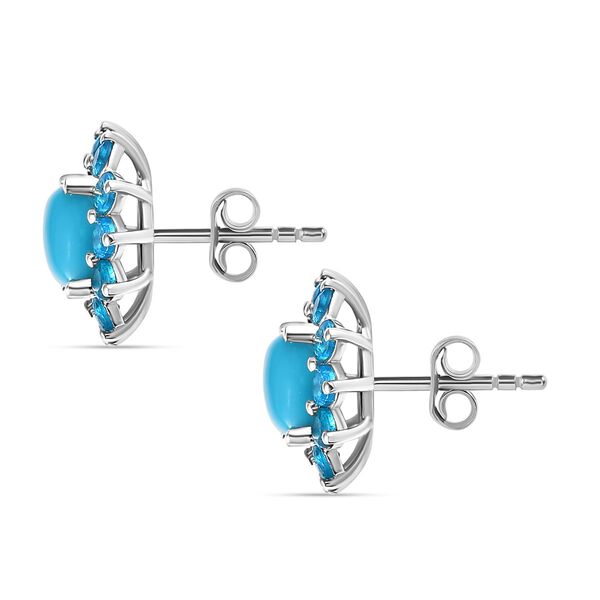 AA Sleeping Beauty T&uuml;rkis und Neon Apatit Ohrringe - 4,96 ct. image number 4