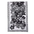 LA MAREY: Bedruckter Schal aus 100% Maulbeerseide, Blumenmuster, inkl. Geschenkbox, Schwarz-Grau  image number 3