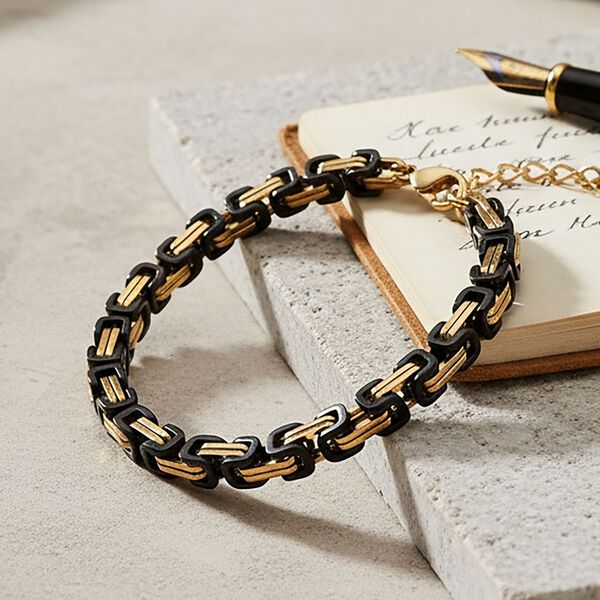 Königsarmband, Reiner Edelstahl, biclor, ca. 19 cm image number 1