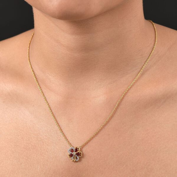 D'Joy AA mexikanische Kirschfeuer-Opal und Zirkon Halskette, 45 cm - 0,60 ct. image number 3