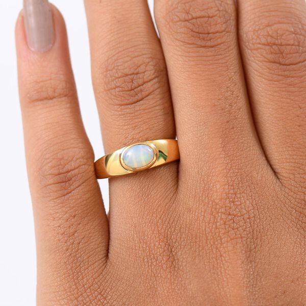 D'Joy AA Natürlicher, äthiopischer Welo Opal Ring 925 Silber 750 Gelb Vergoldet (Größe 18.00) ca. 0,53 ct image number 2