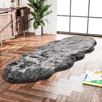 Kunstfell Teppich L&auml;ufer in wei&szlig;