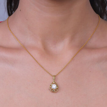 D'Joy Moissanit Anh&auml;nger 925 Silber Gold ca. 1.20 ct