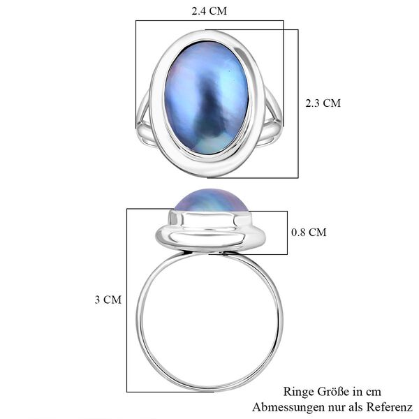 Royal Bali Kollektion- Blauer Mabe Perle Ring image number 5