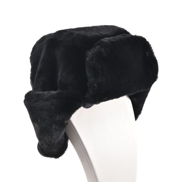 Trapperm&uuml;tze mit Ohrenklappen aus Kunstpelz, schwarz image number 4