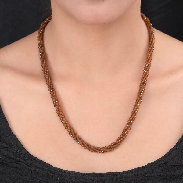 Hessonit Granat Halskette ca. 50 cm 925 Silber ca. 135,45 ct image number 5