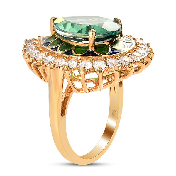 Pfau Triplett Quarz und Zirkon Ring 925 Silber Gelbgold Vermeil  ca. 7,72 ct image number 5