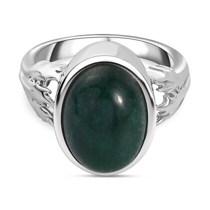 Gr&uuml;ner Aventurin Ring, 950 Kupfer, (Gr&ouml;&szlig;e 19.00) ca. 6.53 ct