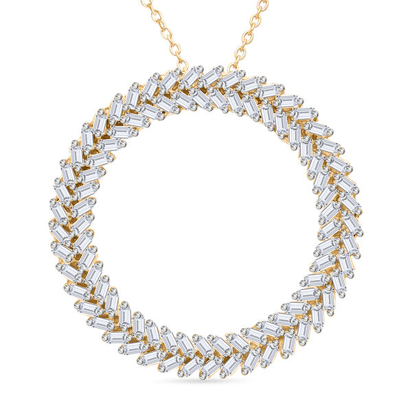 LUXURIANT SGL zertifizierter VS-EF Labor Diamant Anh&auml;nger mit 50cm Kette, 925 Silber 750 Gelbgold Vermeil - 1 ct.