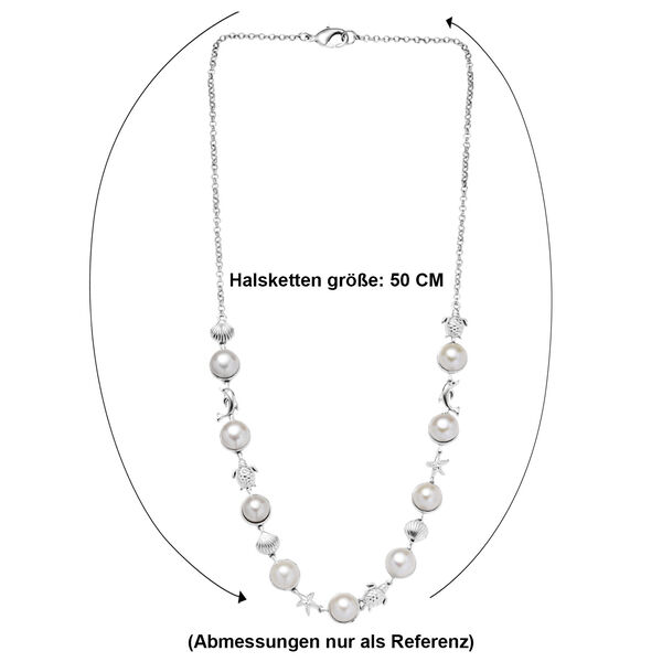 EVER TRUE S&uuml;&szlig;wasser Perle (9-9.5 mm) Halskette ca. 50 cm Nickelfreies Messing, Silberfarben image number 6