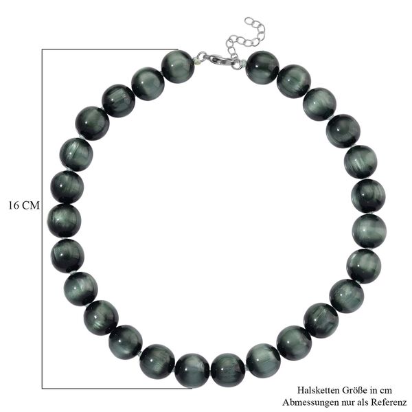 Simulierte, grüne Katzenauge Halskette, 45+5cm - 340 ct. image number 6