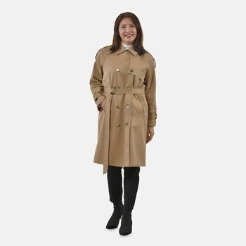 LA MAREY - Trenchcoat mit H&uuml;ftg&uuml;rtel, L, Khaki
