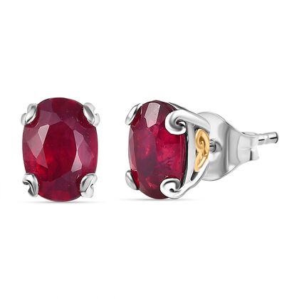 AA Afrikanischer Rubin (Fissure gef&uuml;llt) Ohrringe 925 Silber rhodiniert ca. 2,67 ct.